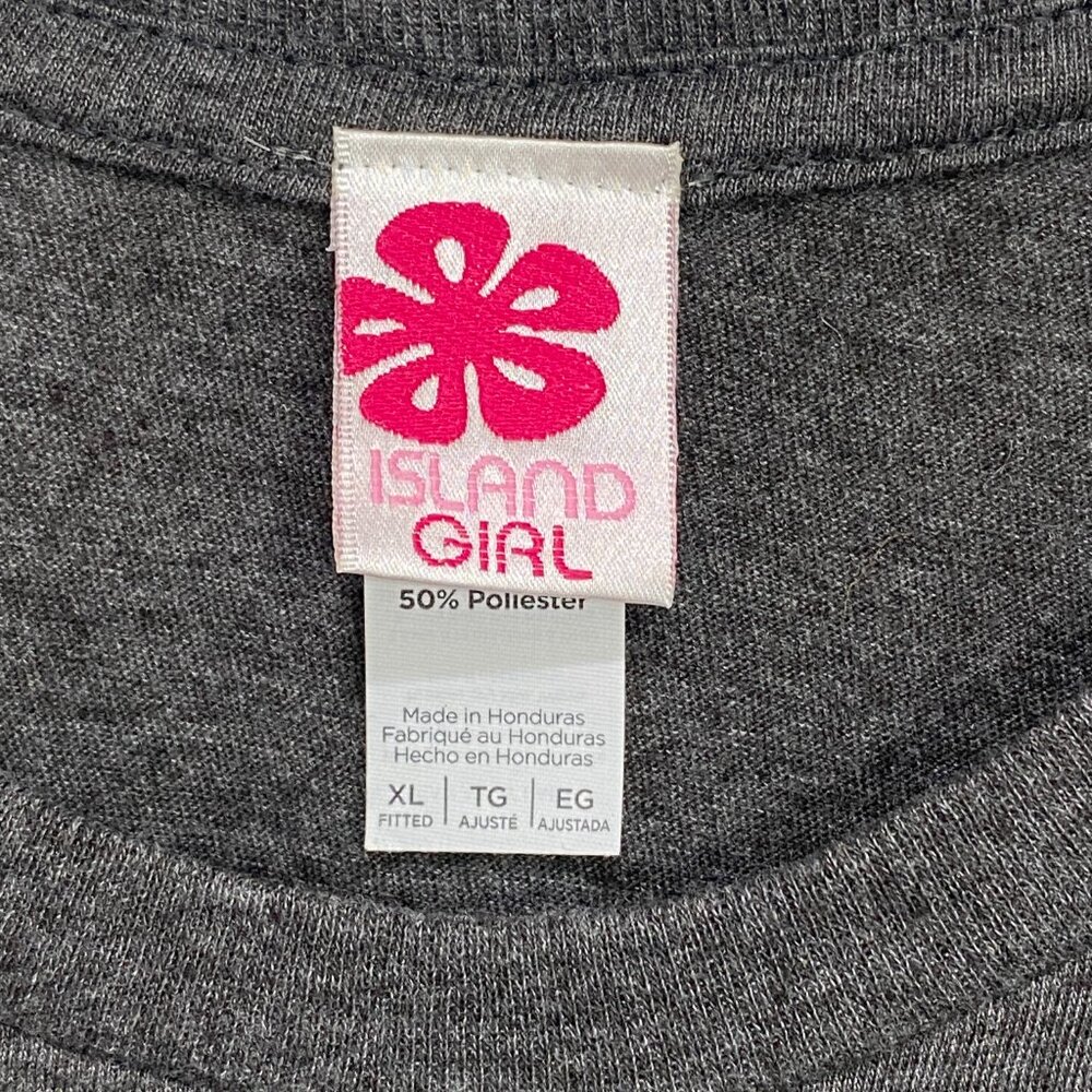 Island Girl Hawaii Aloha Floral Graphic Tee Charcoal Gray XL - Picture 5 of 5